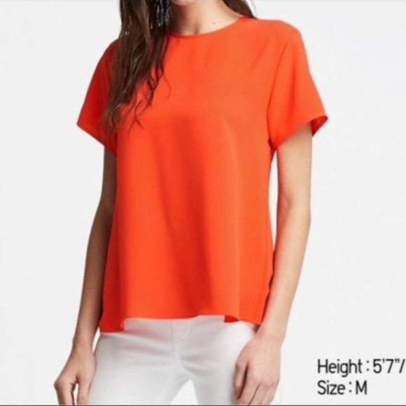 Uniqlo women drape short-sleeve a-line blouse [colour NAVY BLUE] - Picture 6 of 7